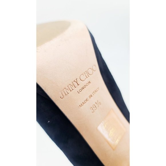 JIMMY CHOO Ankle Boots Black Suede Booties Chic Stiletto Heels Size 39.5 - Picture 8 of 8